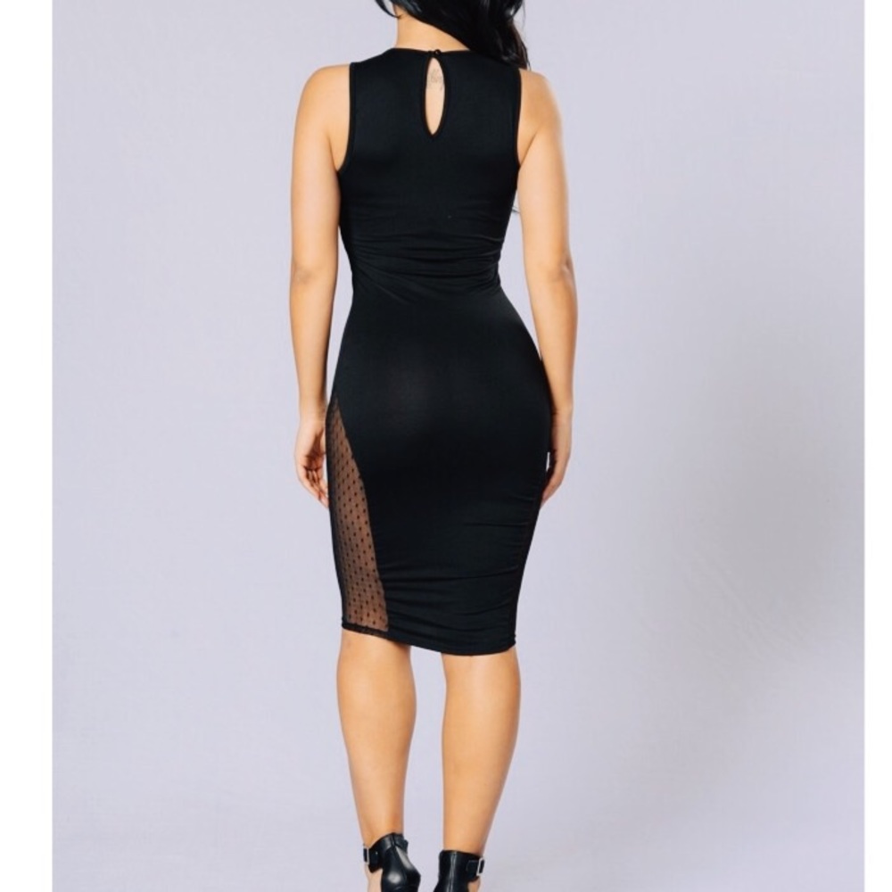 Sleeveless Polka Dot Mesh Panels Black dress - Picture 3 of 7